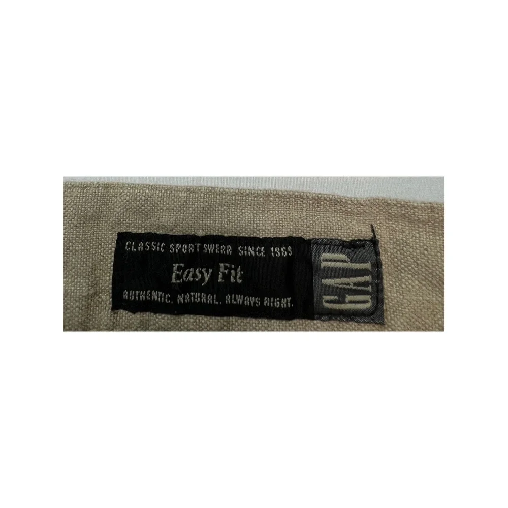 Gap Linen Easy Fit Pants Mens 34x32 Pleated Full Leg Cuffed 112203-01-1 Tan G18